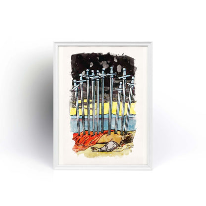 Tarot Art | Ten Of Swords Poster | Watercolor Print | Apollo Tarot