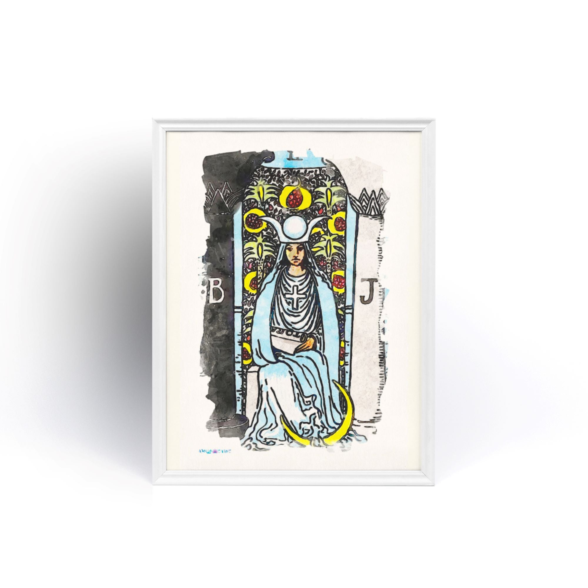 Watercolor Of The High Priestess Tarot Card | Unframed Poster | Apollo Tarot