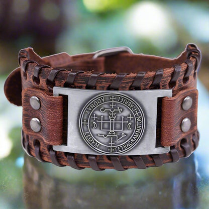 Angel Leather Bracelet | Archangel Gabriel Sigil | Apollo Tarot