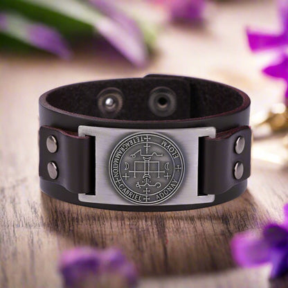 Angel Leather Bracelet | Archangel Gabriel Sigil | Apollo Tarot