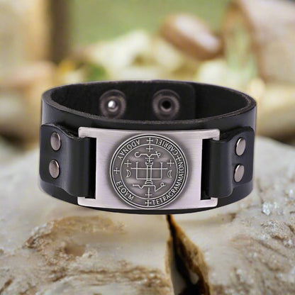 Angel Leather Bracelet | Archangel Gabriel Sigil | Apollo Tarot