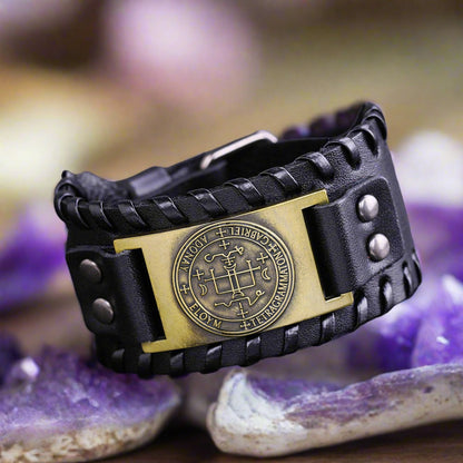 Angel Leather Bracelet | Archangel Gabriel Sigil | Apollo Tarot