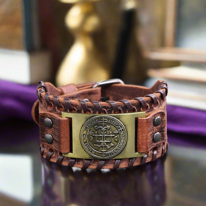 Angel Leather Bracelet | Archangel Gabriel Sigil | Apollo Tarot