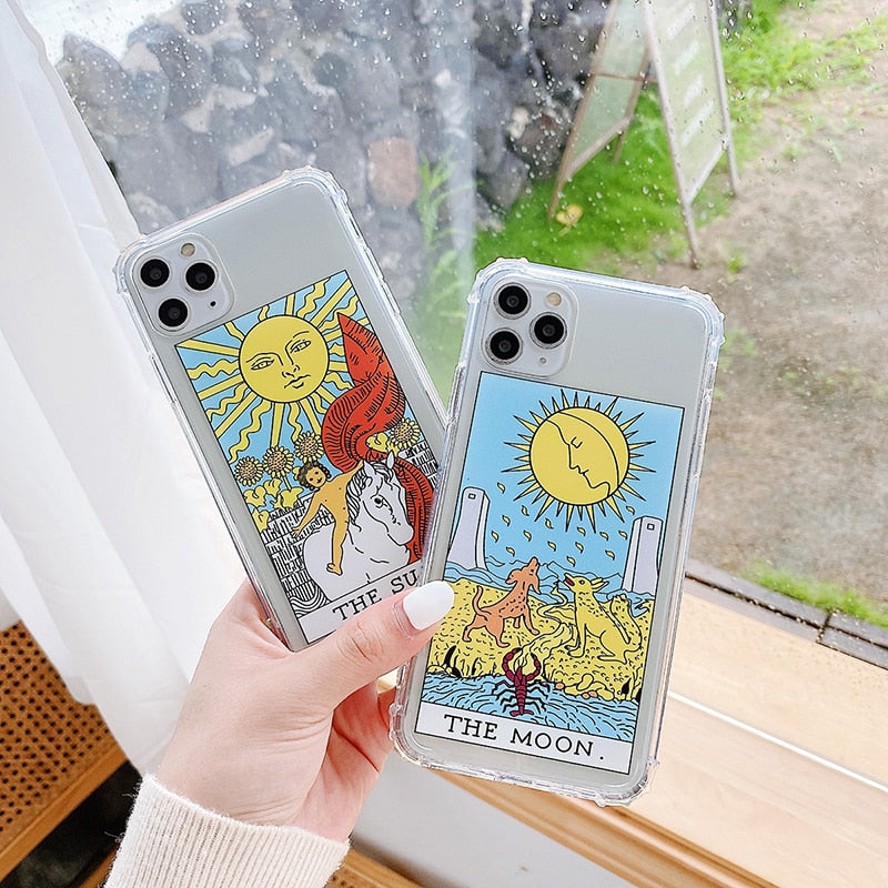 Tarot iPhone Case | The Moon & Sun Tarot Cards Flexi Cover | Apollo Tarot