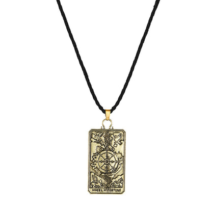 Tarot Card Necklace | Wheel Of Fortune Pendant | Pagan Tarot Card Jewelry | Apollo Tarot