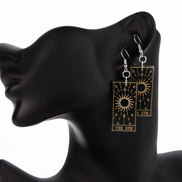 The Sun Tarot Card Resin Earrings | Apollo Tarot Shop