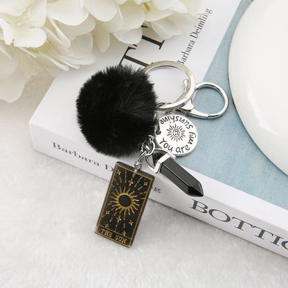 Keyring Of The Sun Tarot Card | Resin Puffer Ball Quartz Stone Trinket | Shop Apollo Tarot