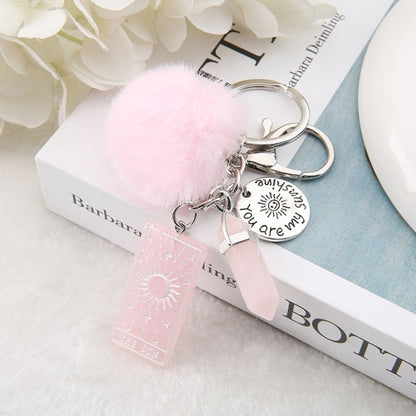 Keyring Of The Sun Tarot Card | Resin Puffer Ball Quartz Stone Trinket | Shop Apollo Tarot