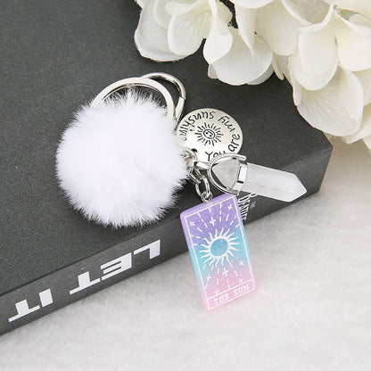 Keyring Of The Sun Tarot Card | Resin Puffer Ball Quartz Stone Trinket | Shop Apollo Tarot