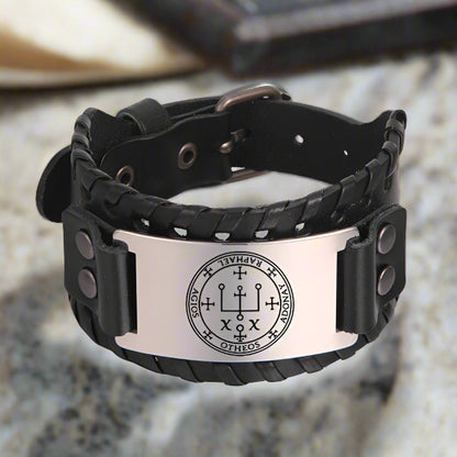 Angel Leather Bracelet | Archangel Raphael Sigil | Apollo Tarot