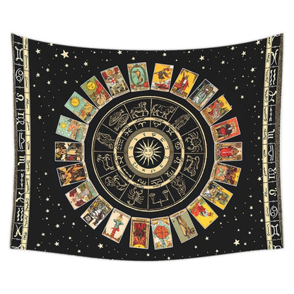 Tarot Card Tapestry | Astrology Chart & Major Arcana Wall Hanging | Apollo Tarot