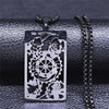 Load image into Gallery viewer, Tarot Card Necklace | Wheel Of Fortune Molded Black Pendant | Mens Necklace | Apollo Tarot Shop