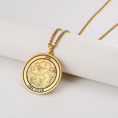 Round Tarot Card Necklace | Major Arcana Amulet Pendants | Apollo Tarot