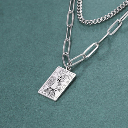 Tarot Necklace | Petit Major Arcana Pendant | Double Layer Chain | Apollo Tarot