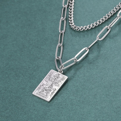 Tarot Necklace | Petit Major Arcana Pendant | Double Layer Chain | Apollo Tarot