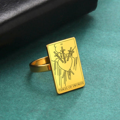 Gold Tarot Ring | Suit Of Swords Rider-Waite-Smith Cards | Apollo Tarot