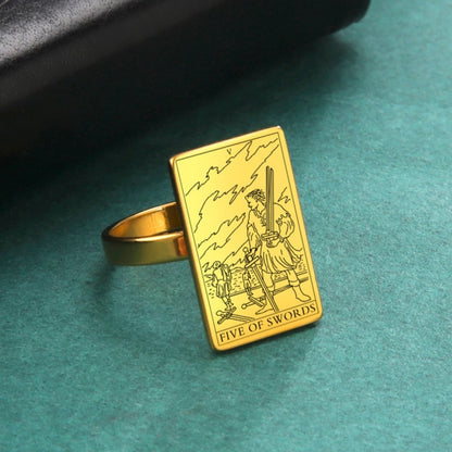 Gold Tarot Ring | Suit Of Swords Rider-Waite-Smith Cards | Apollo Tarot