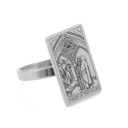 Silver Tarot Ring | Suit of Pentacles Rider-Waite-Smith Cards | Apollo Tarot