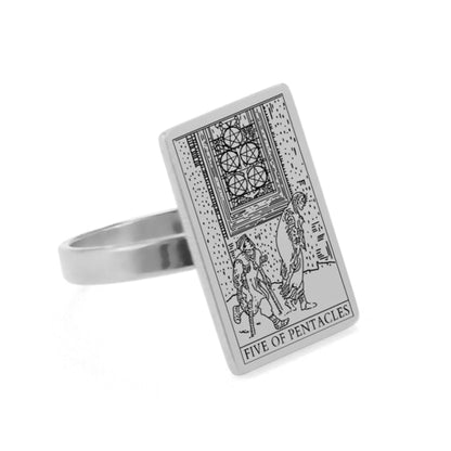 Silver Tarot Ring | Suit of Pentacles Rider-Waite-Smith Cards | Apollo Tarot