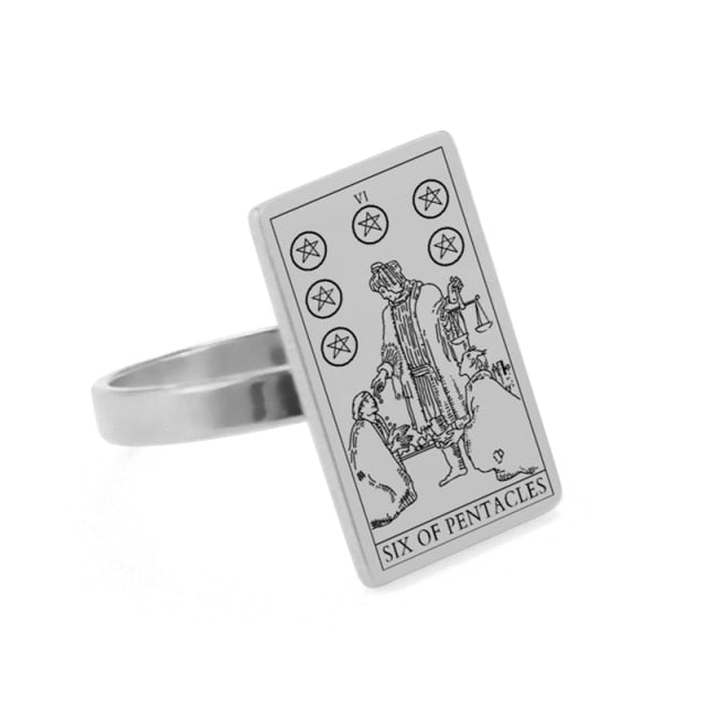 Silver Tarot Ring | Suit of Pentacles Rider-Waite-Smith Cards | Apollo Tarot