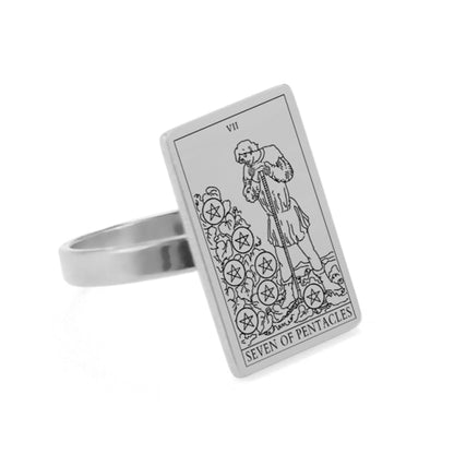 Silver Tarot Ring | Suit of Pentacles Rider-Waite-Smith Cards | Apollo Tarot