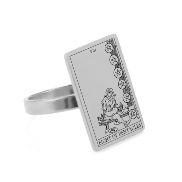 Silver Tarot Ring | Suit of Pentacles Rider-Waite-Smith Cards | Apollo Tarot