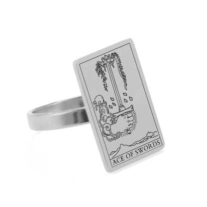 Silver Tarot Ring | Suit Of Swords Rider-Waite-Smith Cards | Apollo Tarot