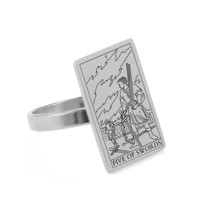 Silver Tarot Ring | Suit Of Swords Rider-Waite-Smith Cards | Apollo Tarot