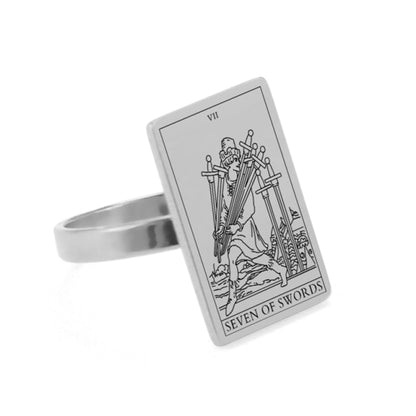 Silver Tarot Ring | Suit Of Swords Rider-Waite-Smith Cards | Apollo Tarot