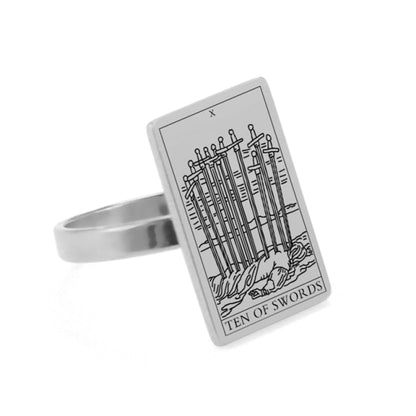 Silver Tarot Ring | Suit Of Swords Rider-Waite-Smith Cards | Apollo Tarot