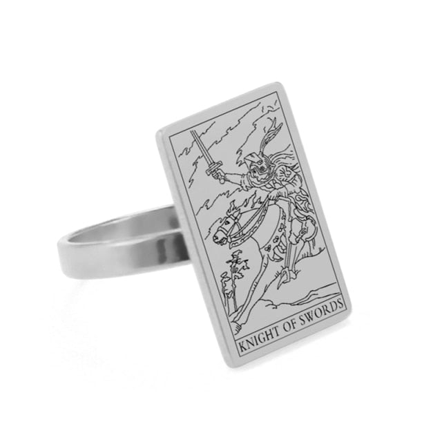 Silver Tarot Ring | Suit Of Swords Rider-Waite-Smith Cards | Apollo Tarot