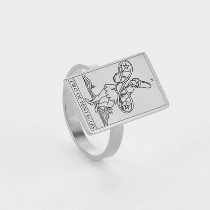 Silver Tarot Ring | Suit of Pentacles Rider-Waite-Smith Cards | Apollo Tarot