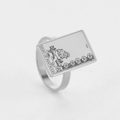 Silver Tarot Ring | Suit of Pentacles Rider-Waite-Smith Cards | Apollo Tarot