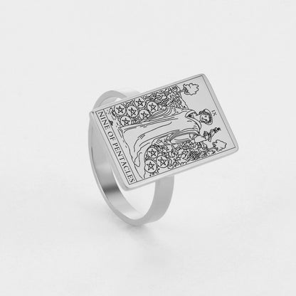 Silver Tarot Ring | Suit of Pentacles Rider-Waite-Smith Cards | Apollo Tarot