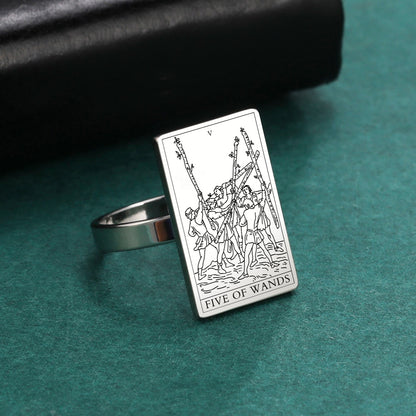 Silver Tarot Ring | Suit of Wands Rider-Waite-Smith Cards