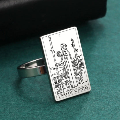 Silver Tarot Ring | Suit of Wands Rider-Waite-Smith Cards | Apollo Tarot