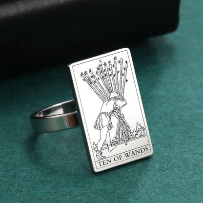 Silver Tarot Ring | Suit of Wands Rider-Waite-Smith Cards | Apollo Tarot