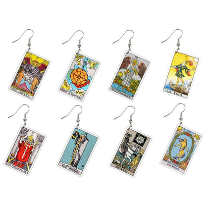 Tarot Card Dangle Earrings | Handmade Acrylic Major Arcana Pendants | Esoteric Jewelry | Apollo Tarot