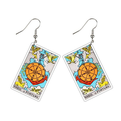 Tarot Card Dangle Earrings | Handmade Acrylic Major Arcana Pendants | Esoteric Jewelry | Apollo Tarot