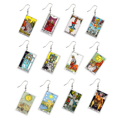 Tarot Card Dangle Earrings | Handmade Acrylic Major Arcana Pendants | Esoteric Jewelry | Apollo Tarot