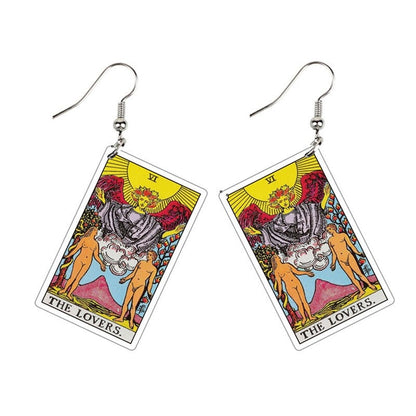 Tarot Card Dangle Earrings | Handmade Acrylic Major Arcana Pendants | Esoteric Jewelry | Apollo Tarot