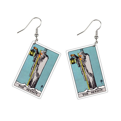 Tarot Card Dangle Earrings | Handmade Acrylic Major Arcana Pendants | Esoteric Jewelry | Apollo Tarot