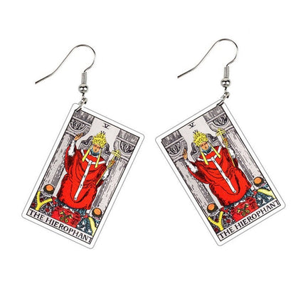 Tarot Card Dangle Earrings | Handmade Acrylic Major Arcana Pendants | Esoteric Jewelry | Apollo Tarot