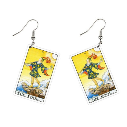 Tarot Card Dangle Earrings | Handmade Acrylic Major Arcana Pendants | Esoteric Jewelry | Apollo Tarot