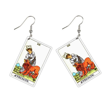 Tarot Card Dangle Earrings | Handmade Acrylic Major Arcana Pendants | Esoteric Jewelry | Apollo Tarot