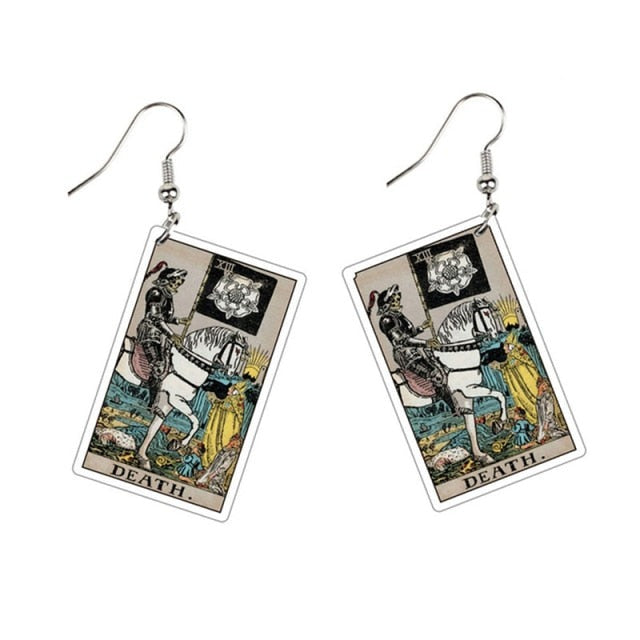 Tarot Card Dangle Earrings | Handmade Acrylic Major Arcana Pendants | Esoteric Jewelry | Apollo Tarot