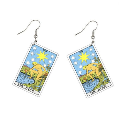 Tarot Card Dangle Earrings | Handmade Acrylic Major Arcana Pendants | Esoteric Jewelry | Apollo Tarot