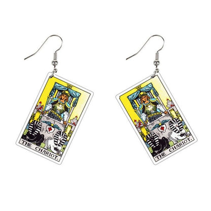 Tarot Card Dangle Earrings | Handmade Acrylic Major Arcana Pendants | Esoteric Jewelry | Apollo Tarot