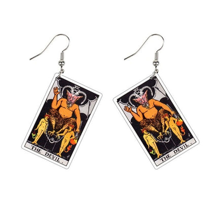 Tarot Card Dangle Earrings | Handmade Acrylic Major Arcana Pendants | Esoteric Jewelry | Apollo Tarot