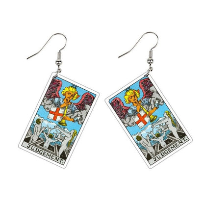 Tarot Card Dangle Earrings | Handmade Acrylic Major Arcana Pendants | Esoteric Jewelry | Apollo Tarot